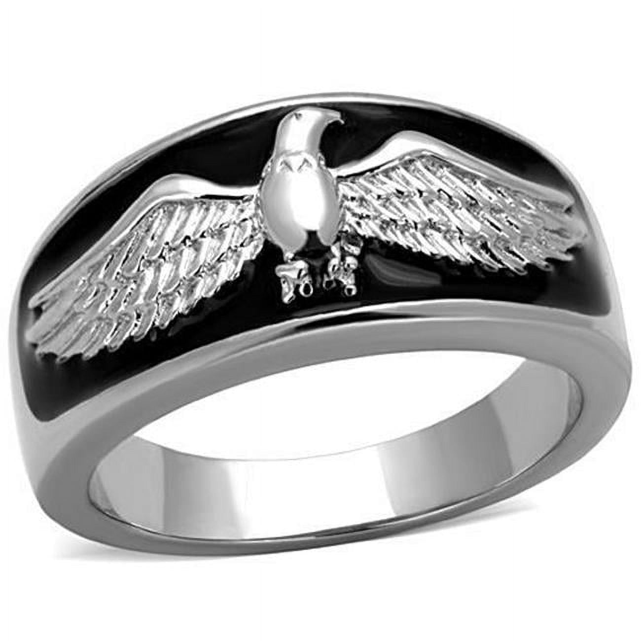 Men High Polished Stainless Steel Ring with Epoxy in Jet - Size 12