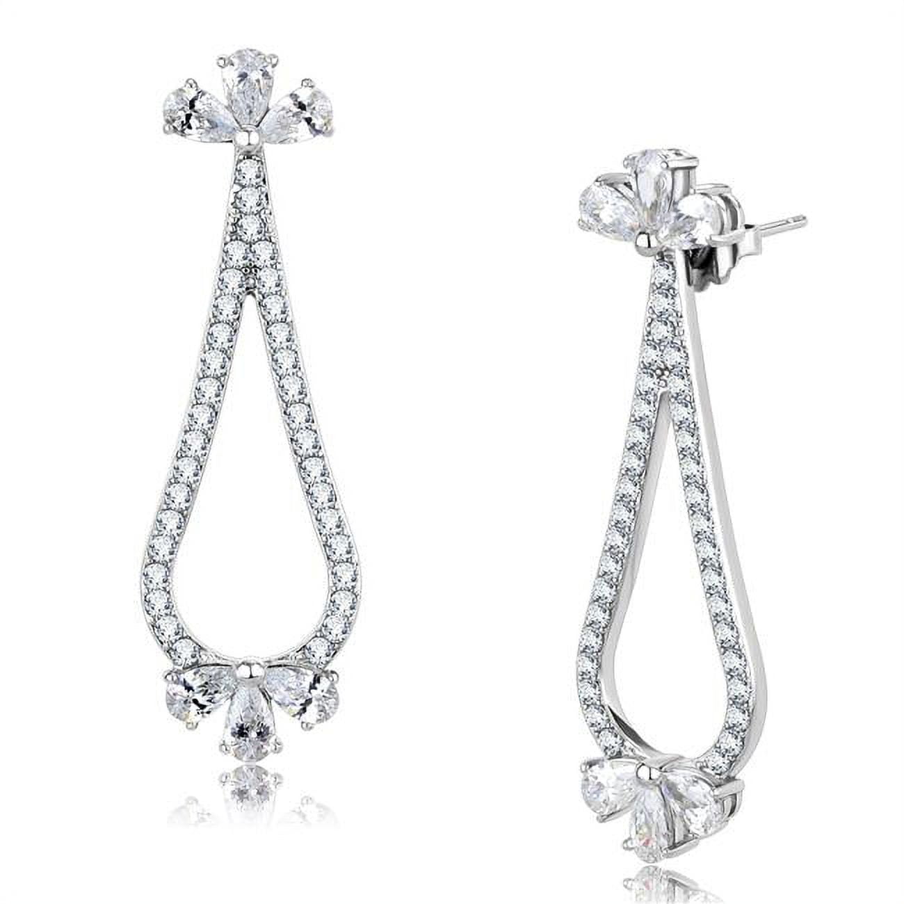 TK3473 Women High Polished Stainless Steel Earrings with AAA Grade CZ in Clear