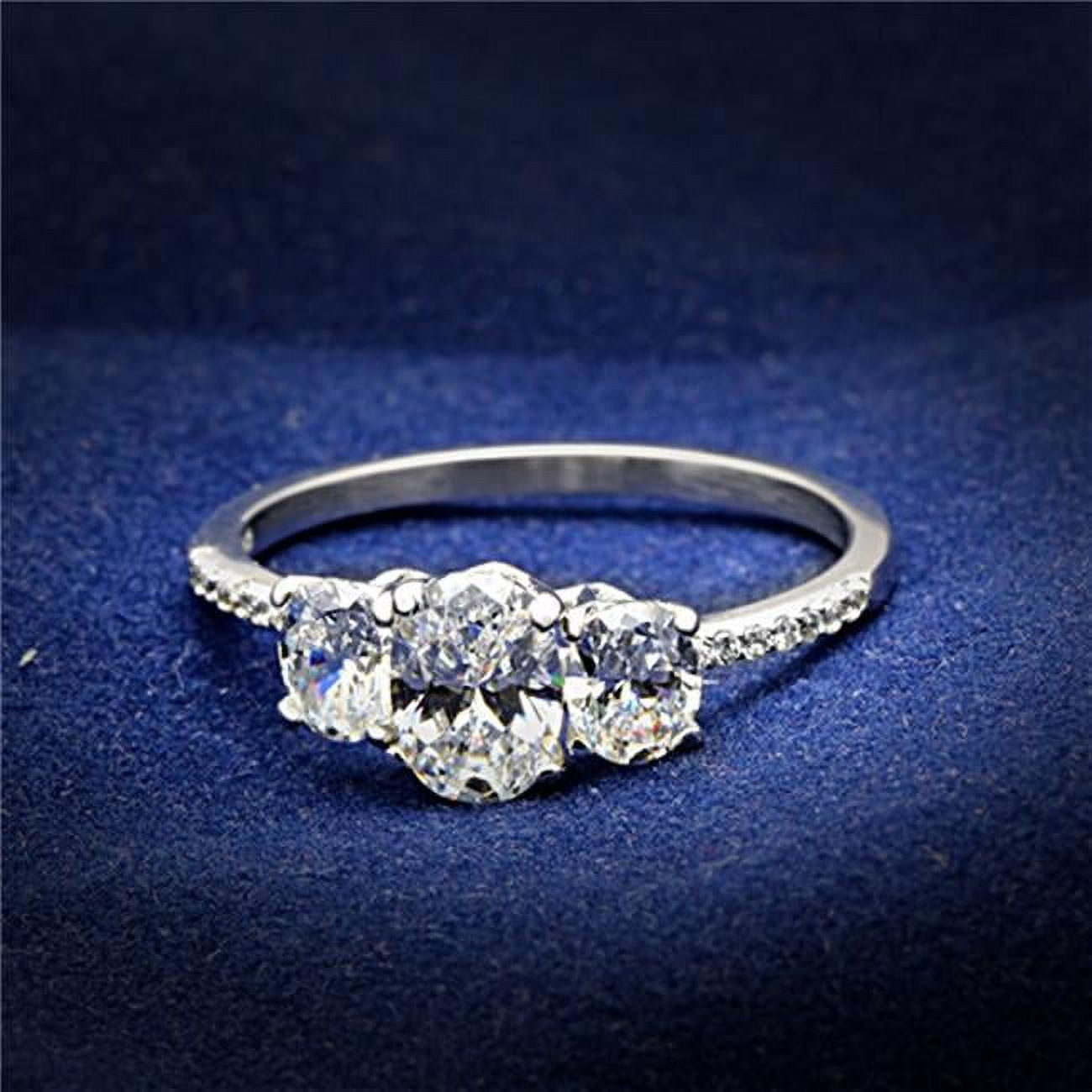 Women Rhodium 925 Sterling Silver Ring with AAA Grade CZ in Clear - Size 8