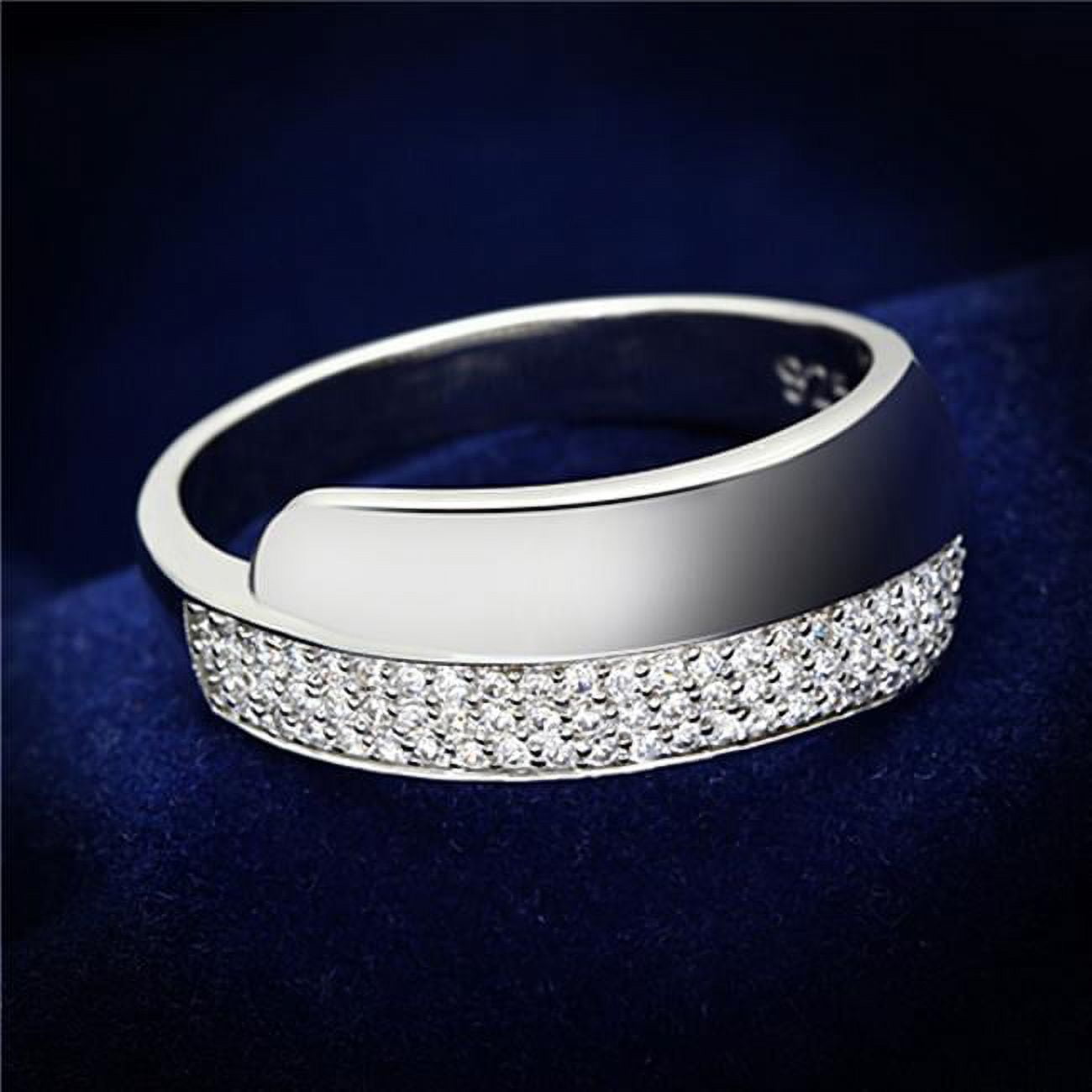 TS089-7 Women Rhodium 925 Sterling Silver Ring with AAA Grade CZ in Clear - Size 7