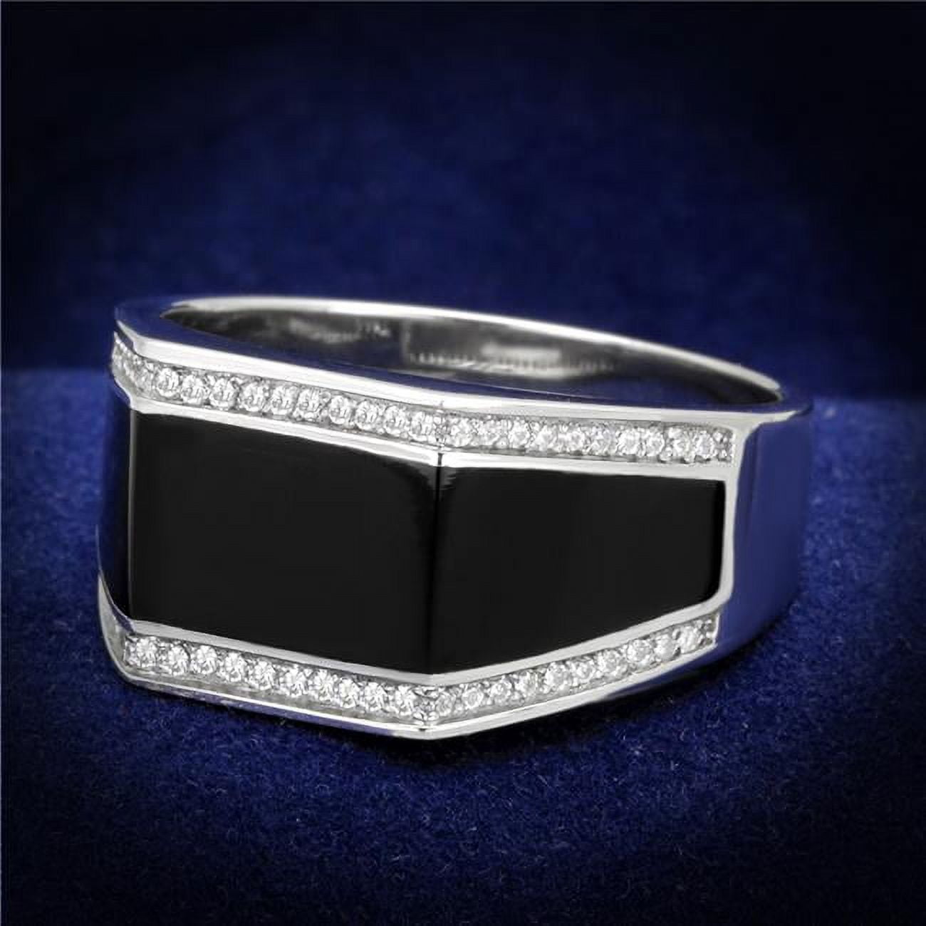 Men Rhodium 925 Sterling Silver Ring with AAA Grade CZ in Clear - Size 10