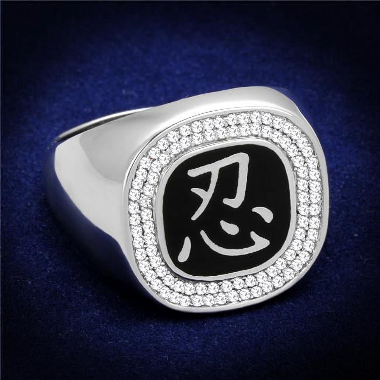 Men Rhodium 925 Sterling Silver Ring with AAA Grade CZ in Clear - Size 12