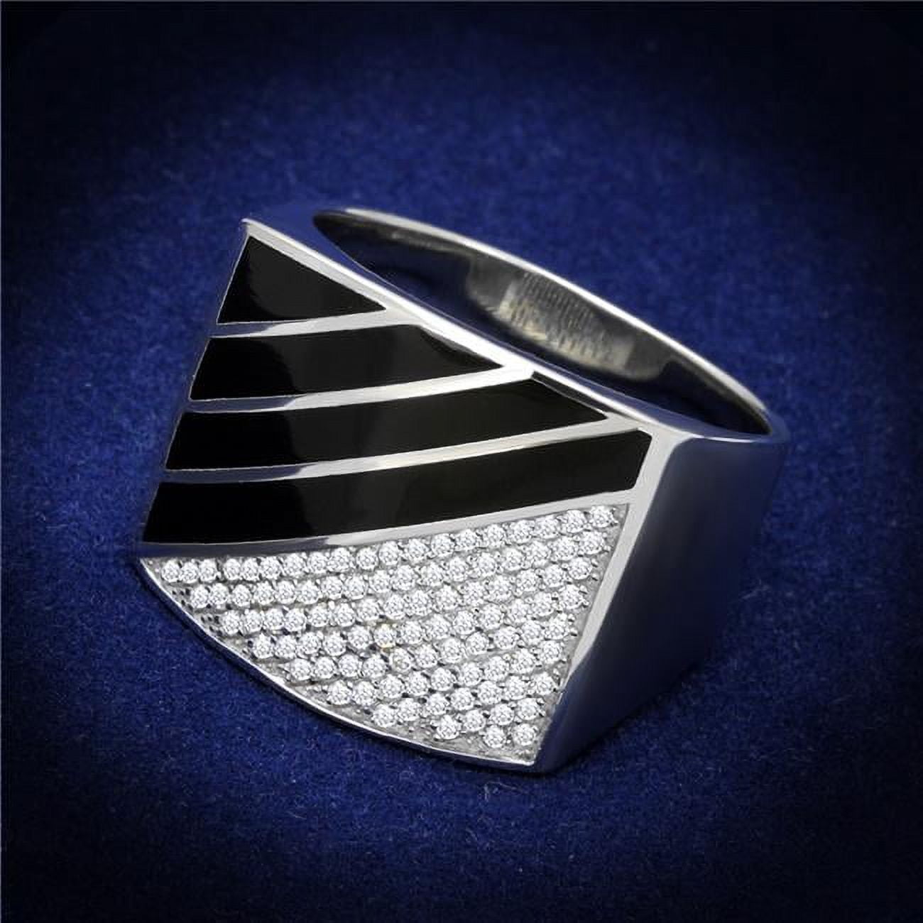 Men Rhodium 925 Sterling Silver Ring with AAA Grade CZ in Clear - Size 12