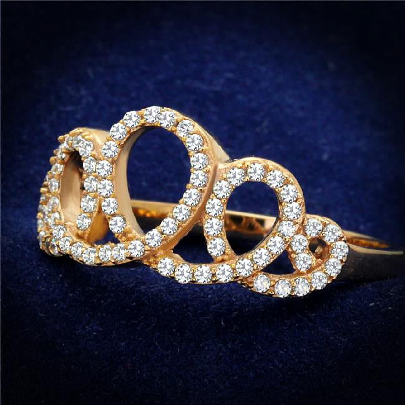 Women Rose Gold 925 Sterling Silver Ring with AAA Grade CZ in Clear - Size 5