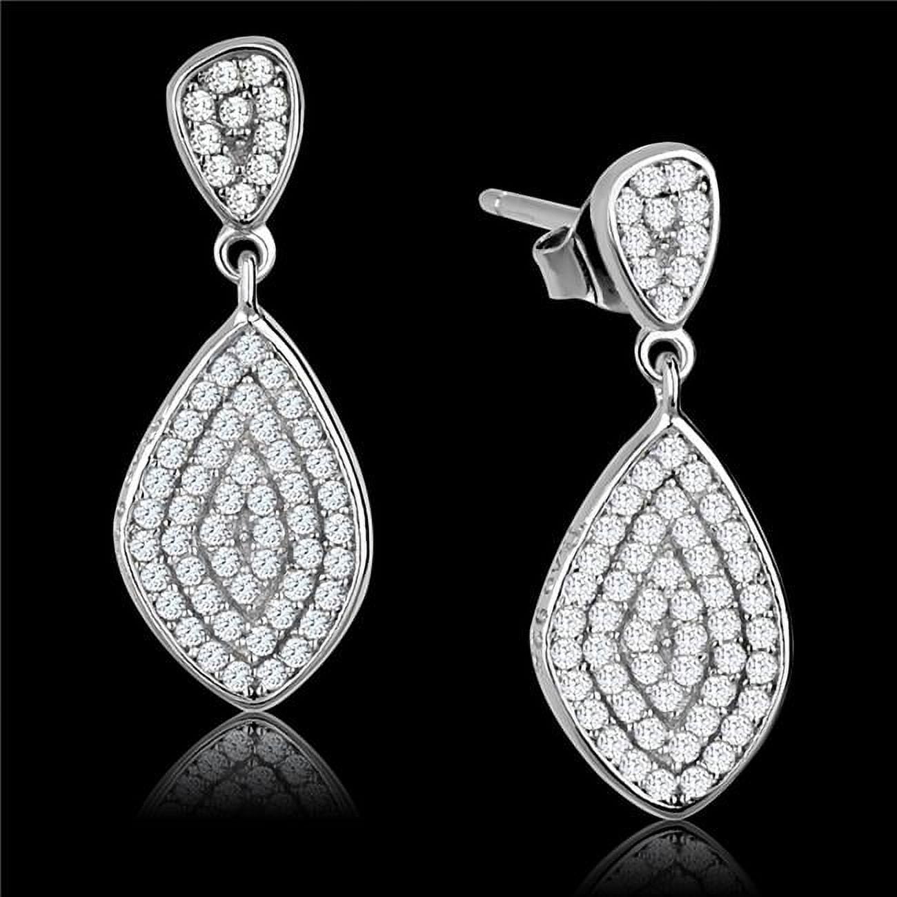 Women Rhodium 925 Sterling Silver Earrings with AAA Grade CZ in Clear