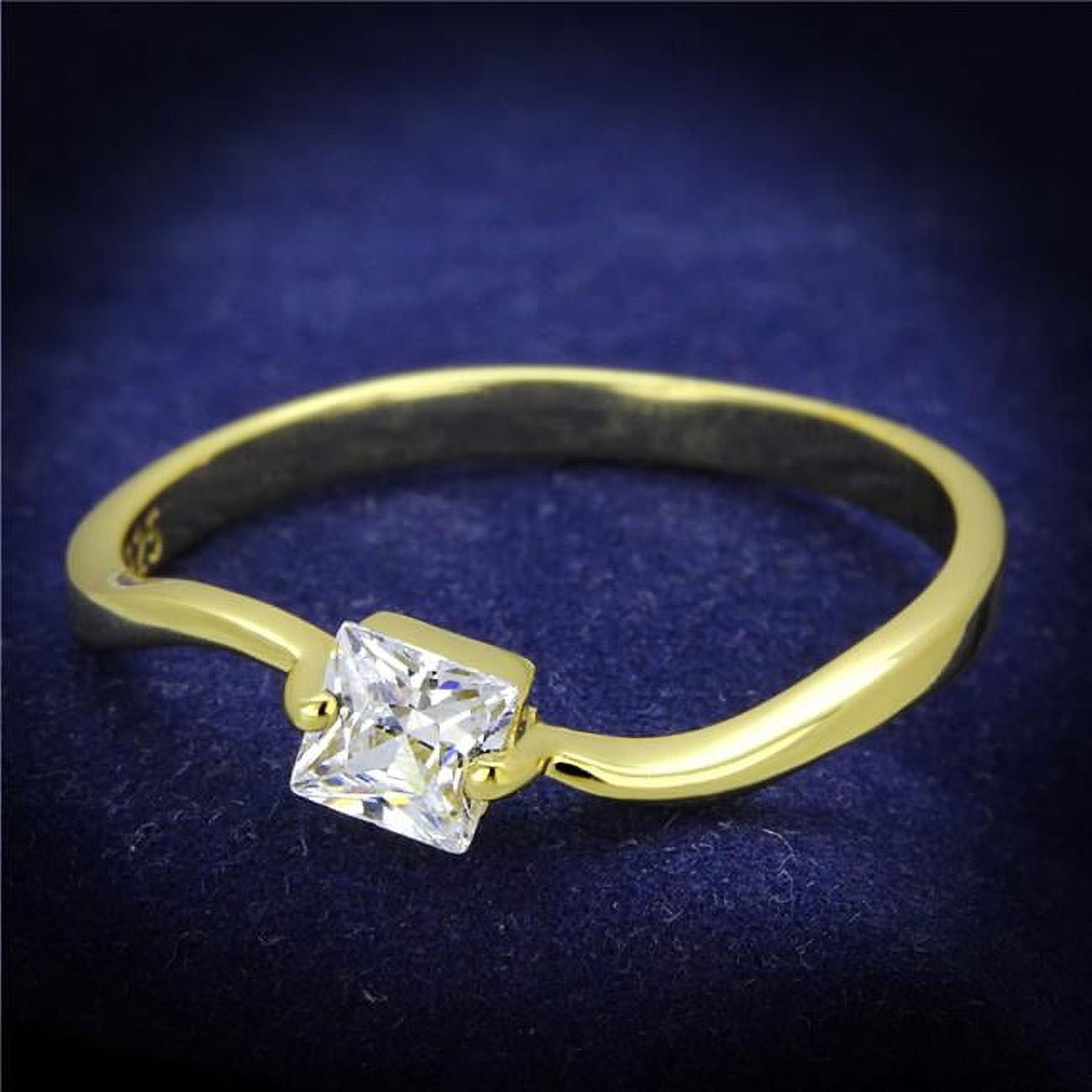 Women Gold 925 Sterling Silver Ring with AAA Grade CZ in Clear - Size 7