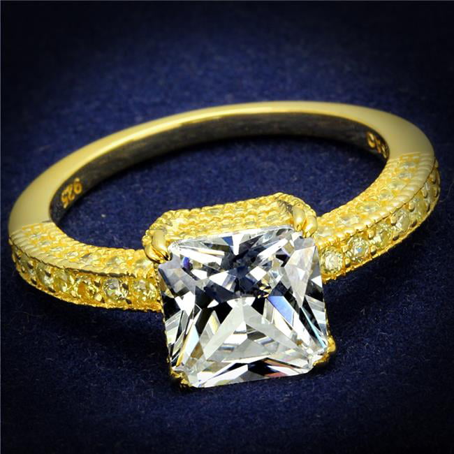 TS539-6 Women Gold 925 Sterling Silver Ring with AAA Grade CZ in Clear - Size 6
