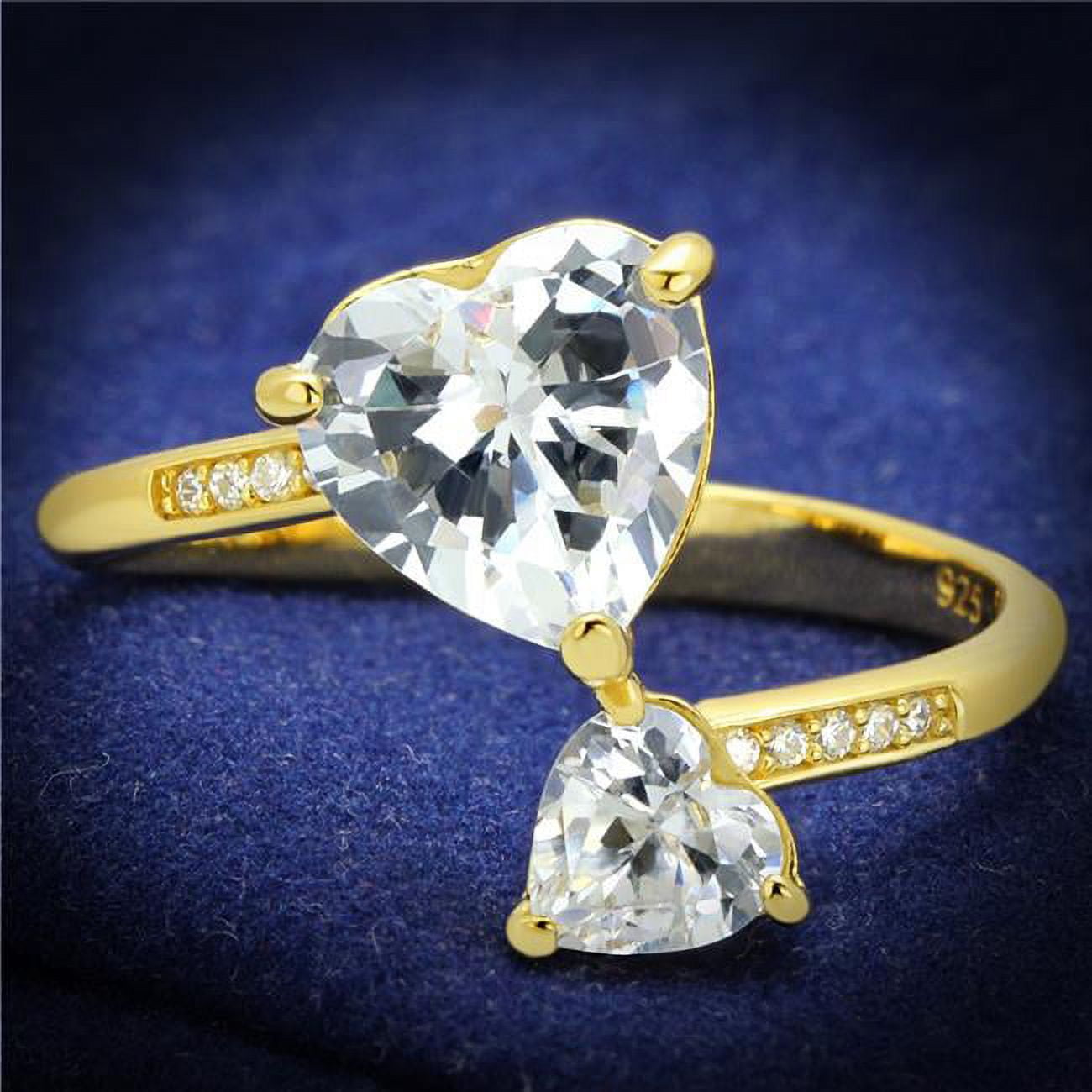 Women Gold 925 Sterling Silver Ring with AAA Grade CZ in Clear - Size 9
