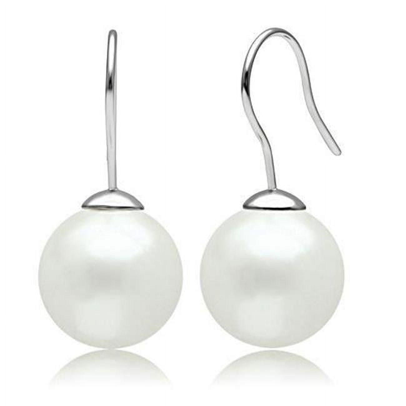 Picture of Alamode 3W087 Women Rhodium Brass Earrings with Synthetic in White