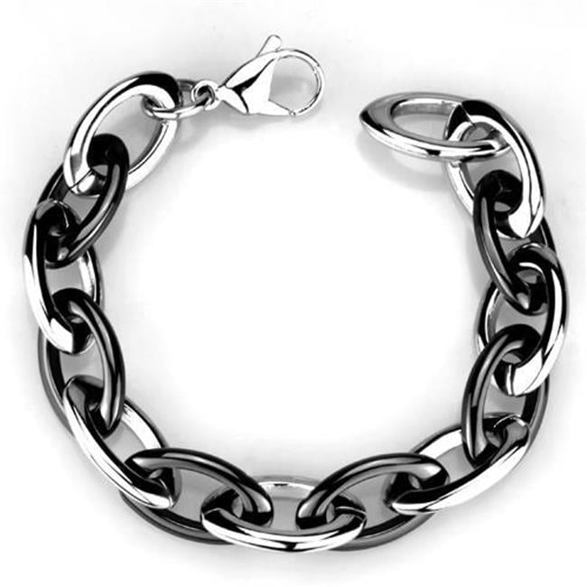 Picture of Alamode 3W1009-8.25 Women High Polished Stainless Steel Bracelet with Ceramic in Jet - 8.25 in.