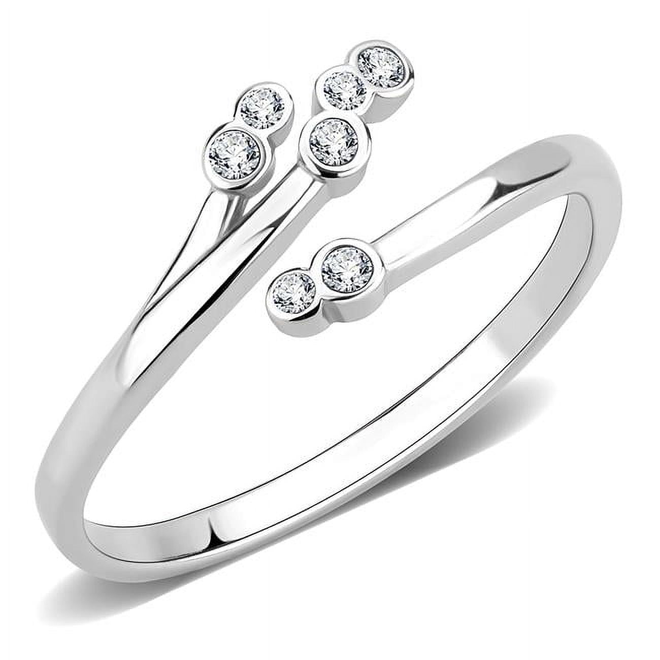 Women No Plating Stainless Steel Ring with AAA Grade CZ in Clear - Size 5