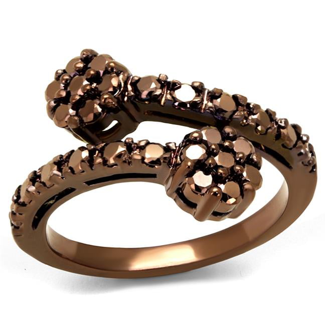 Women IP Coffee Light Brass Ring with AAA Grade CZ in Light Coffee - Size 6