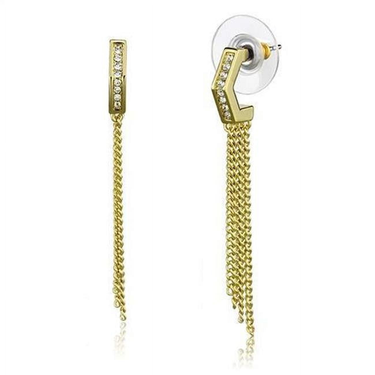 Picture of Alamode 3W1204 Women Gold Brass Earrings with Top Grade Crystal in Clear