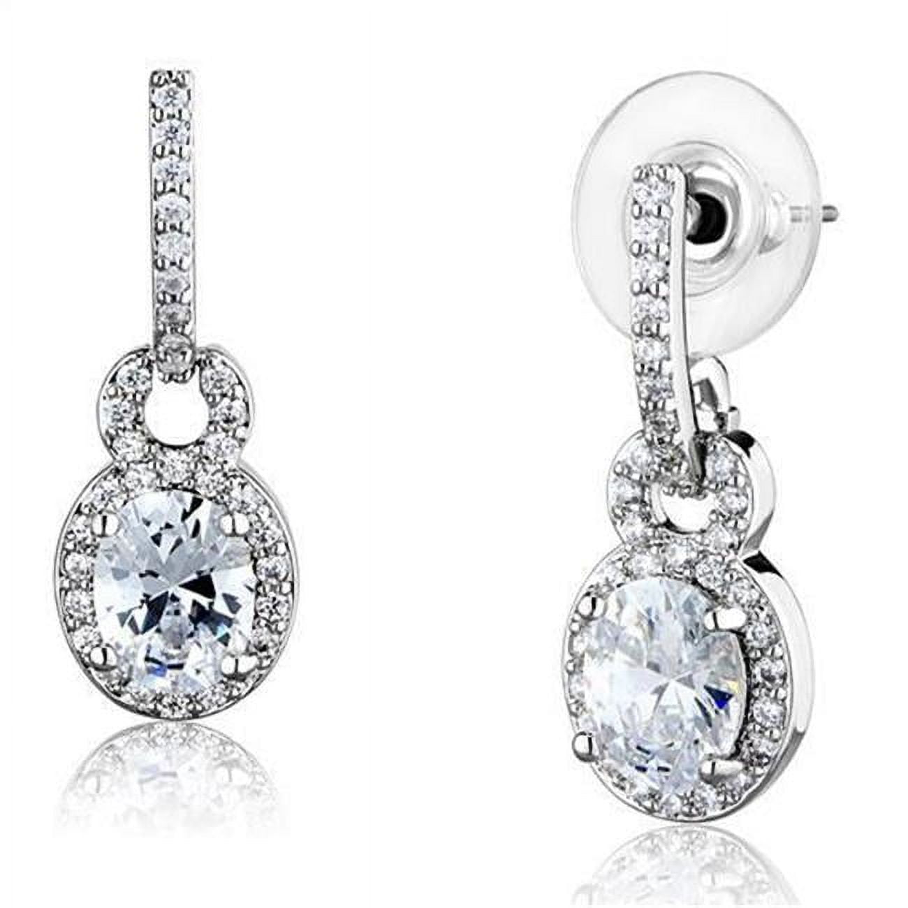 Picture of Alamode 3W1276 Women Rhodium Brass Earrings with AAA Grade CZ in Clear