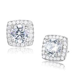 Picture of Alamode 3W1368 Women Rhodium 925 Sterling Silver Earrings with AAA Grade CZ in Clear
