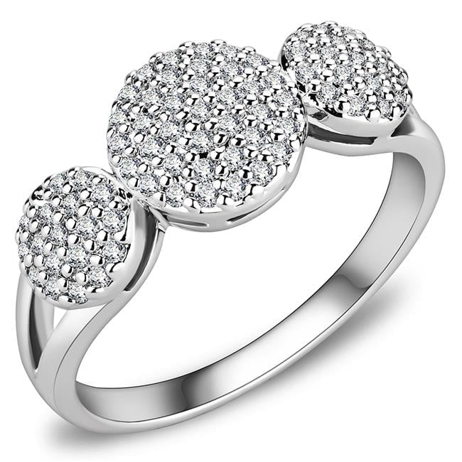 Women Rhodium Brass Ring with AAA Grade CZ in Clear - Size 7