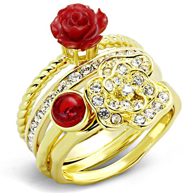 Women Gold Brass Ring with Synthetic in Siam - Size 8