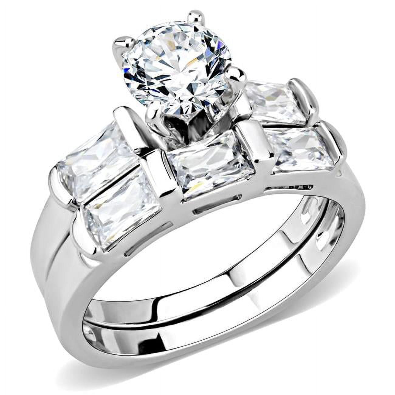 Women Rhodium Brass Ring with AAA Grade CZ in Clear - Size 7