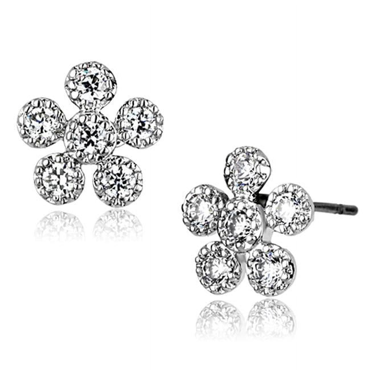 Picture of Alamode 3W359 Women Rhodium Brass Earrings with AAA Grade CZ in Clear