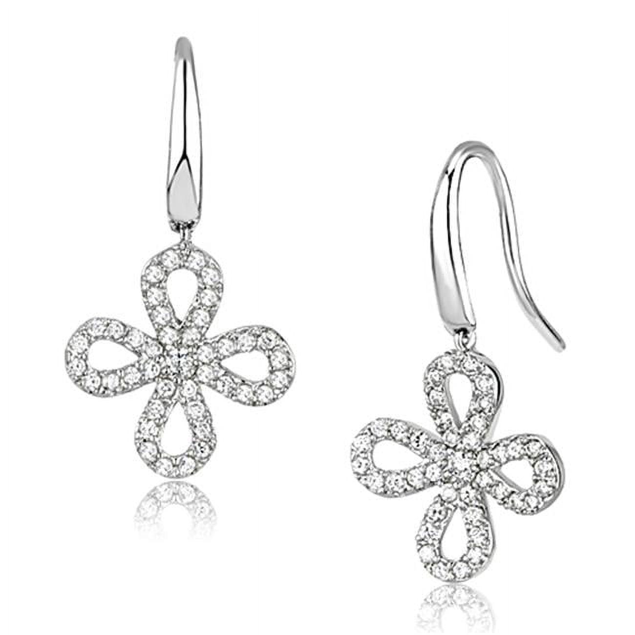 Picture of Alamode 3W382 Women Rhodium Brass Earrings with AAA Grade CZ in Clear