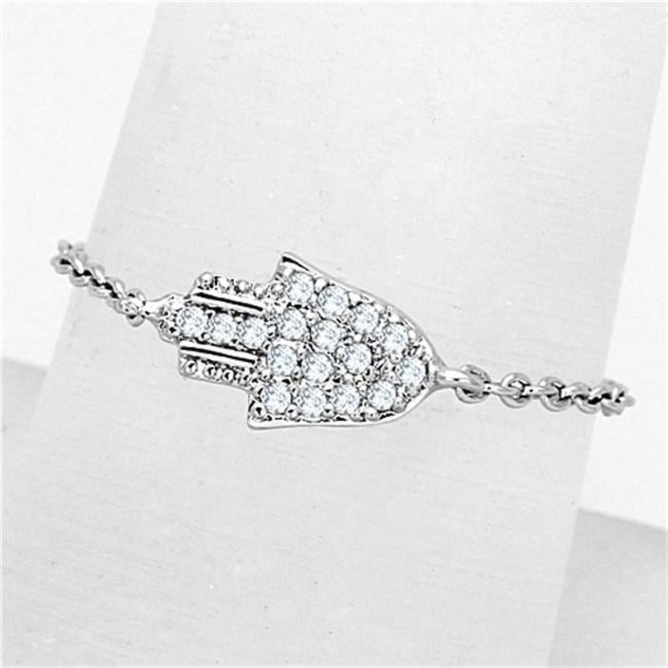 Women Rhodium Brass Ring with AAA Grade CZ in Clear - Size 6