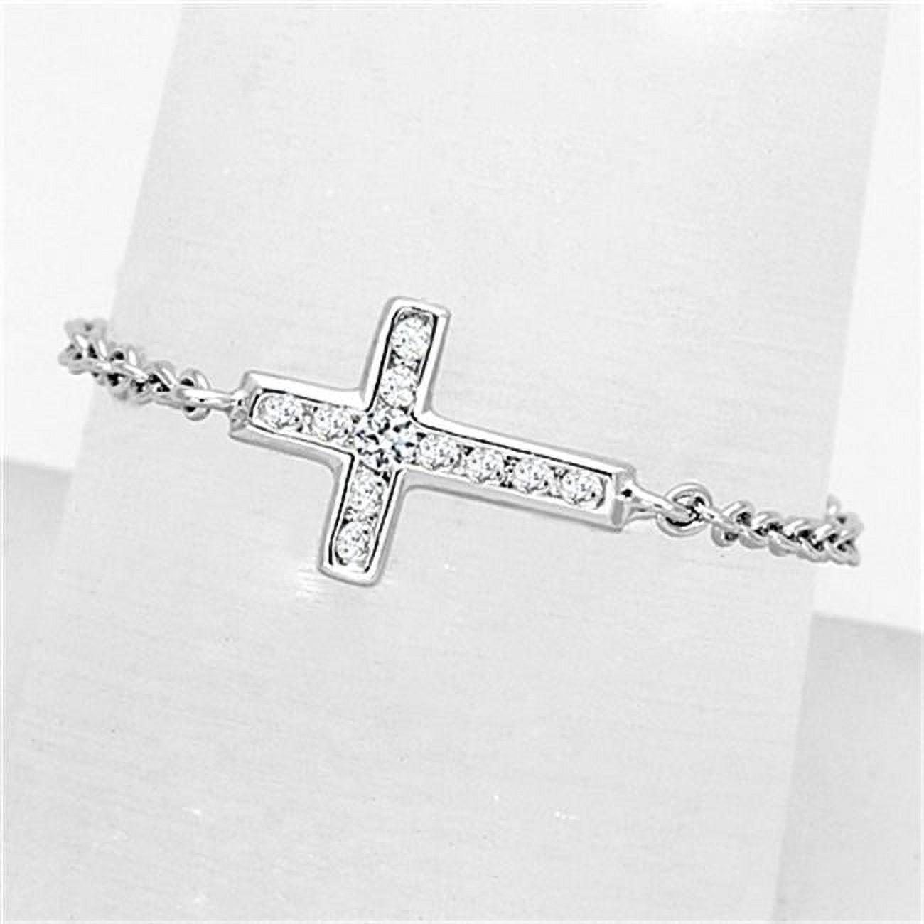 Women Rhodium Brass Ring with AAA Grade CZ in Clear - Size 5