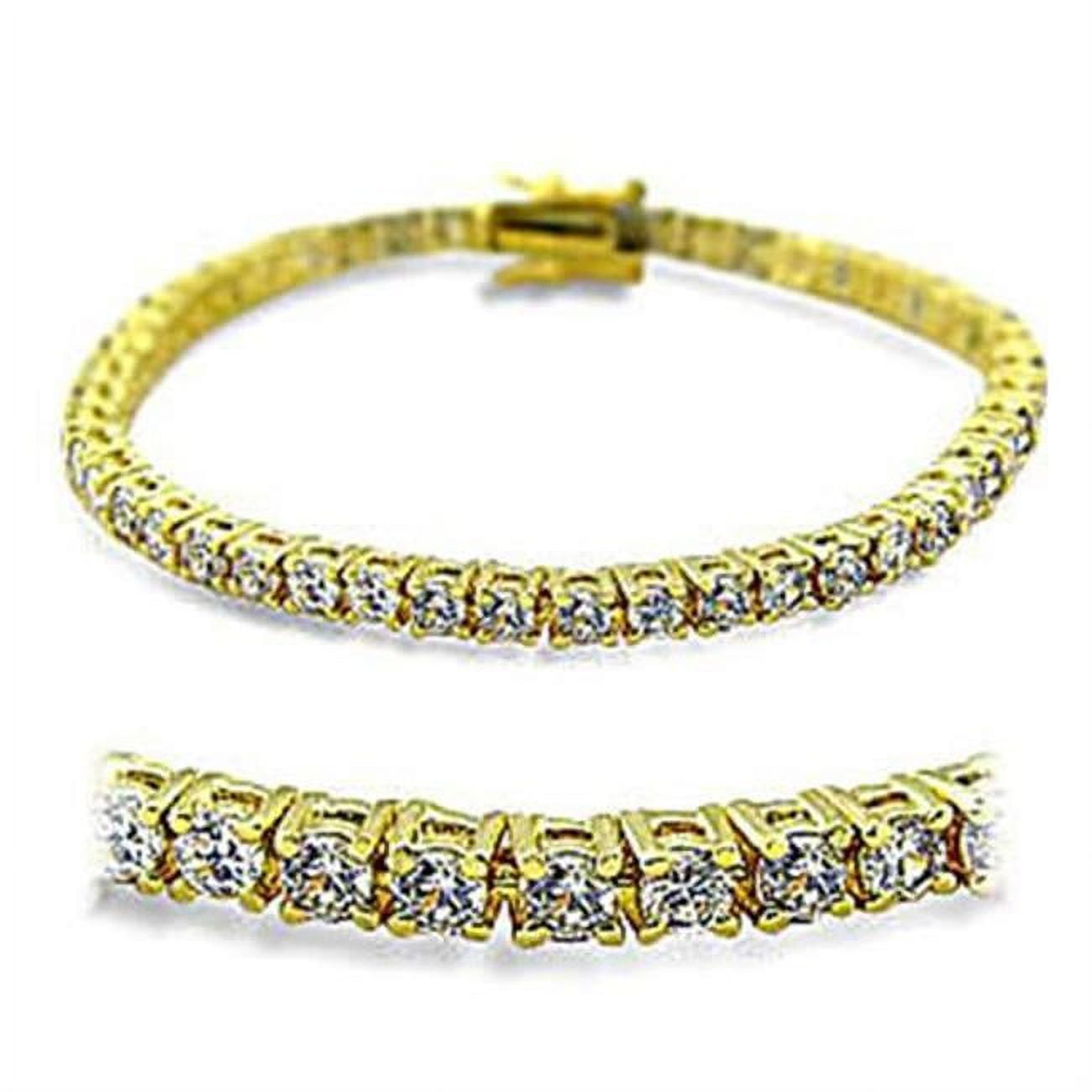 Picture of Alamode 415904-7 Women Gold Brass Bracelet with AAA Grade CZ in Clear - 7 in.