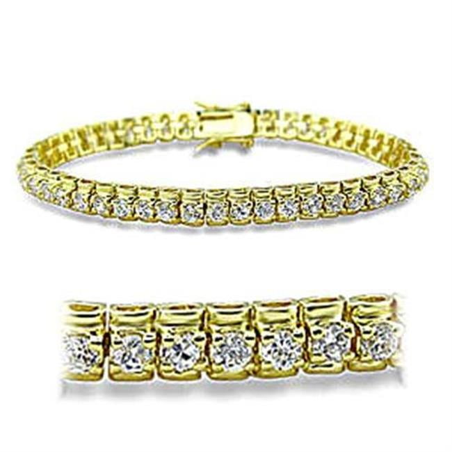 Picture of Alamode 415906-7 Women Gold Brass Bracelet with AAA Grade CZ in Clear - 7 in.