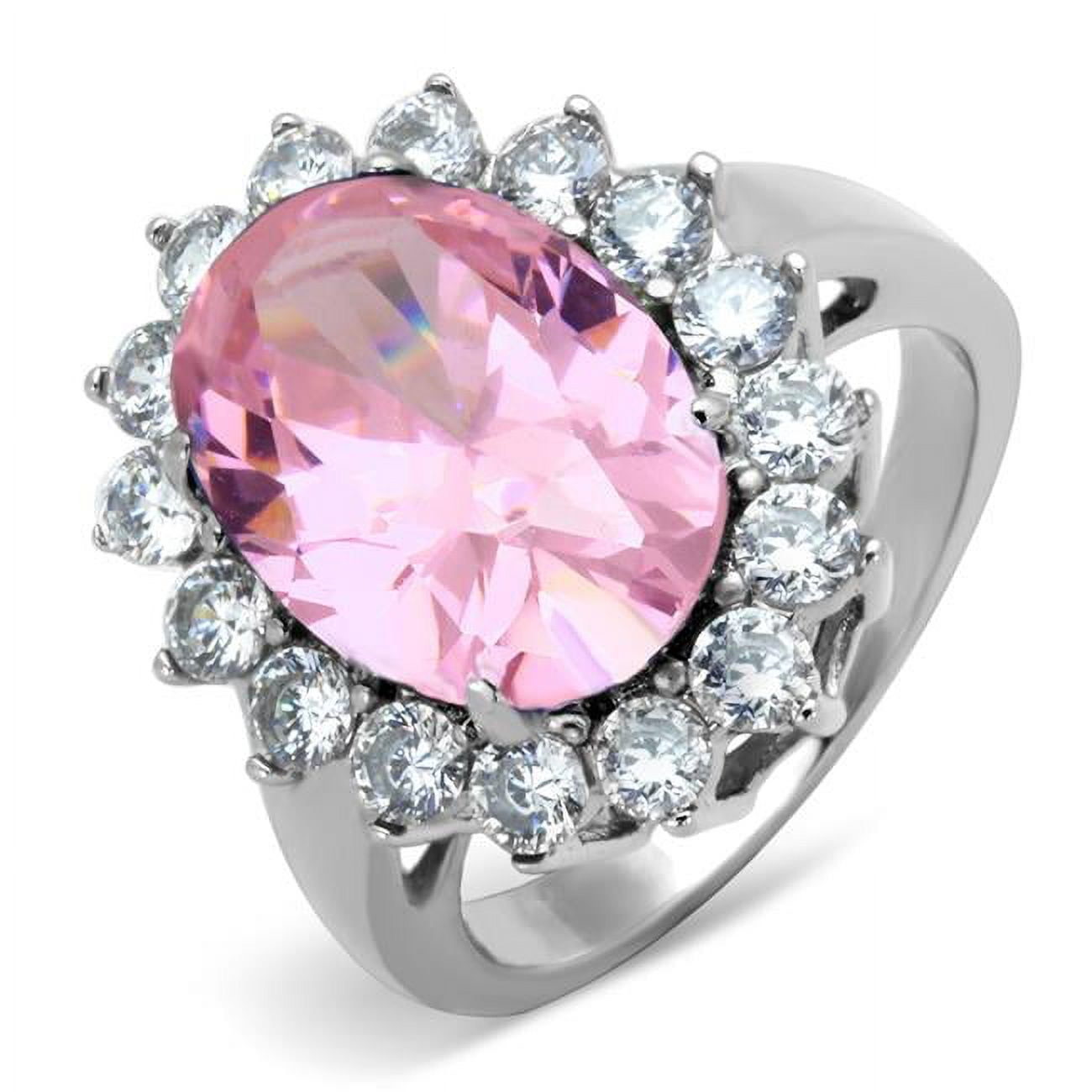 TK3676-7 Women High Polished Stainless Steel Ring with Synthetic in Rose - Size 7