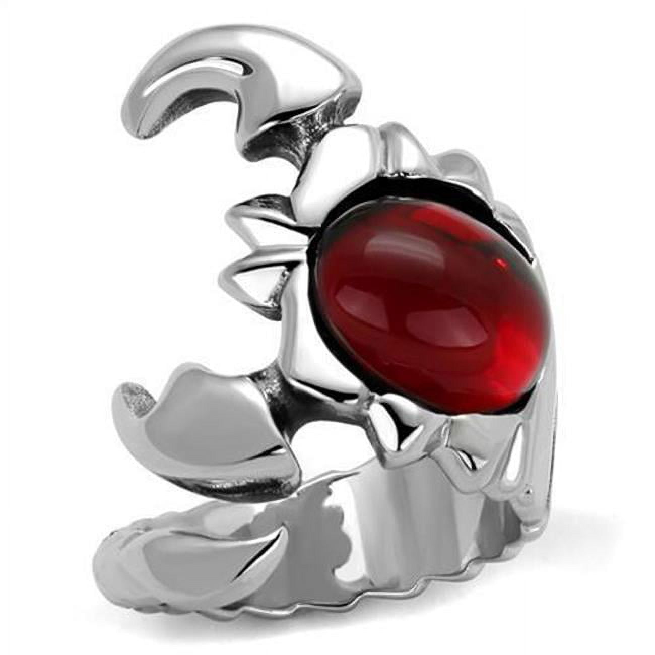TK1969-11 Men High Polished Stainless Steel Ring with Synthetic in Siam - Size 11