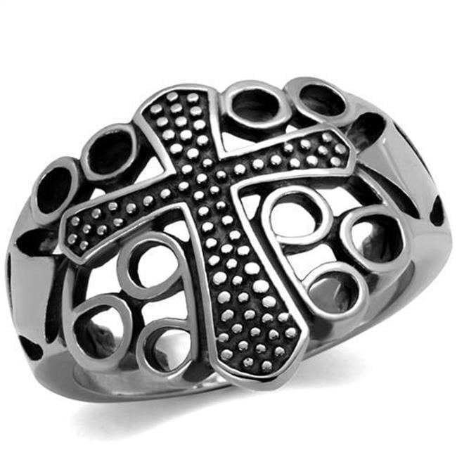 Men High Polished Stainless Steel Ring with Epoxy in Jet - Size 8