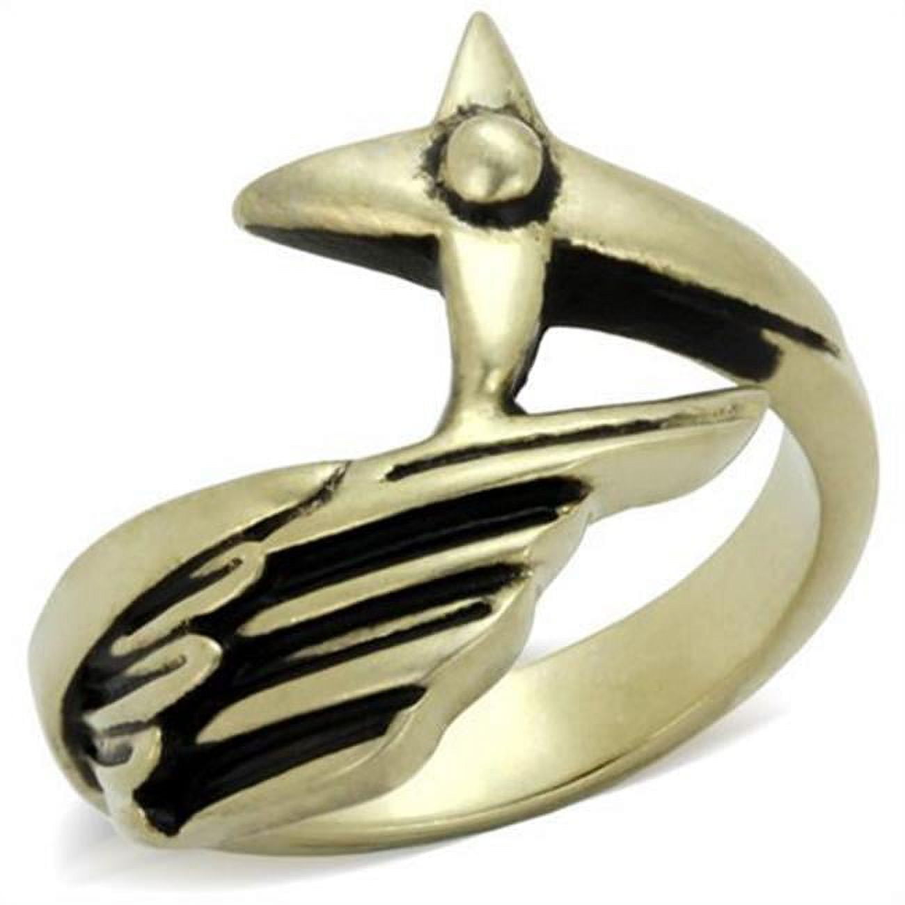 Men IP Antique Copper Stainless Steel Ring with Epoxy in Jet - Size 9