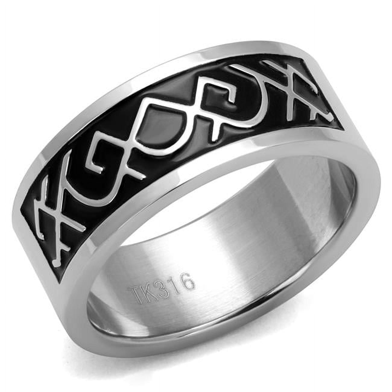 Men High Polished Stainless Steel Ring with Epoxy in Jet - Size 12