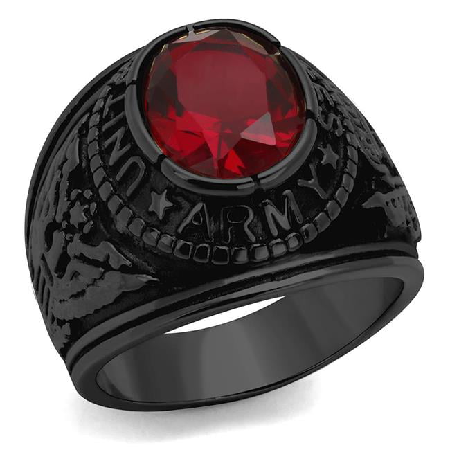 Men IP Black Stainless Steel Ring with Synthetic in K2 - Size 13