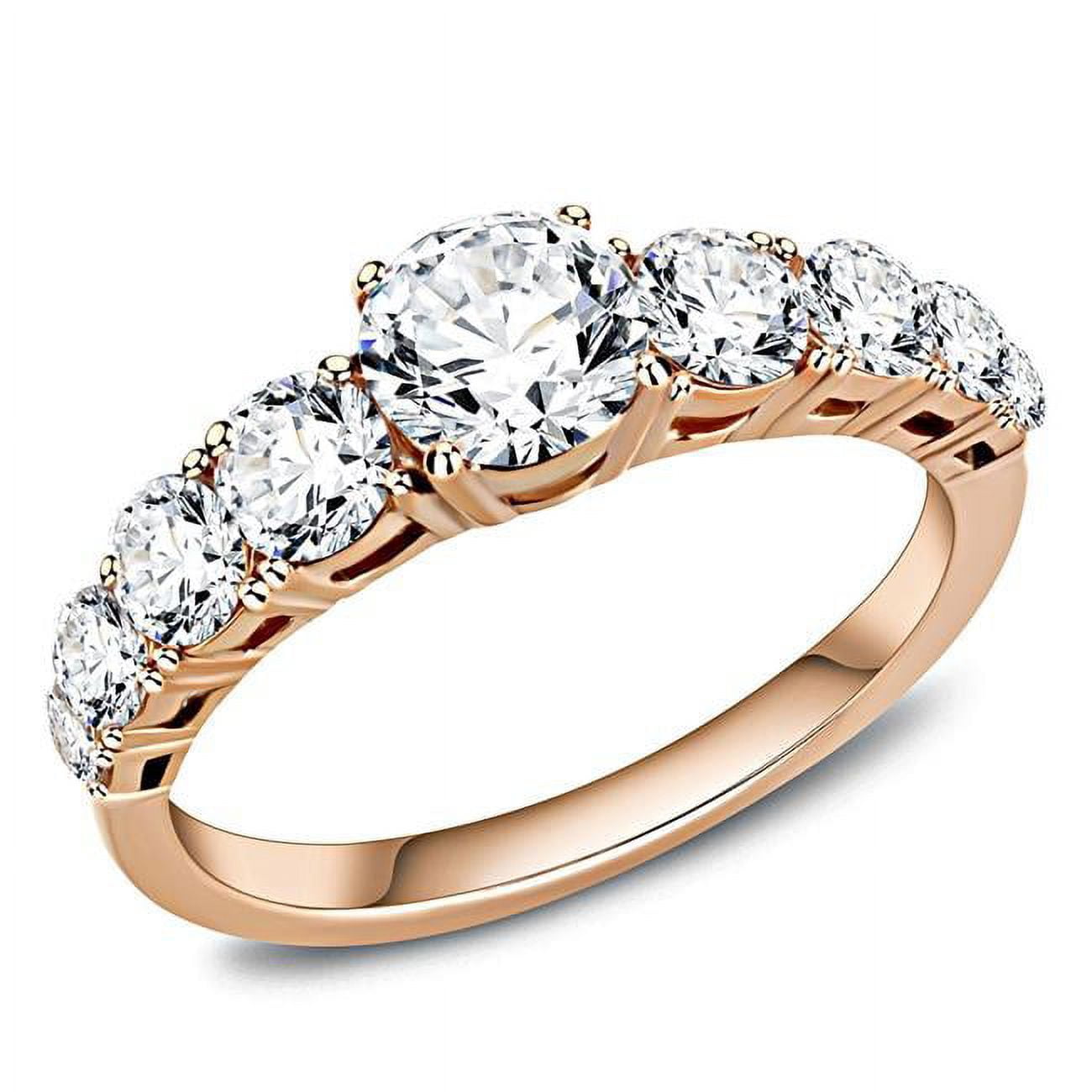 Women IP Rose Gold Stainless Steel Ring with AAA Grade CZ in Clear - Size 10