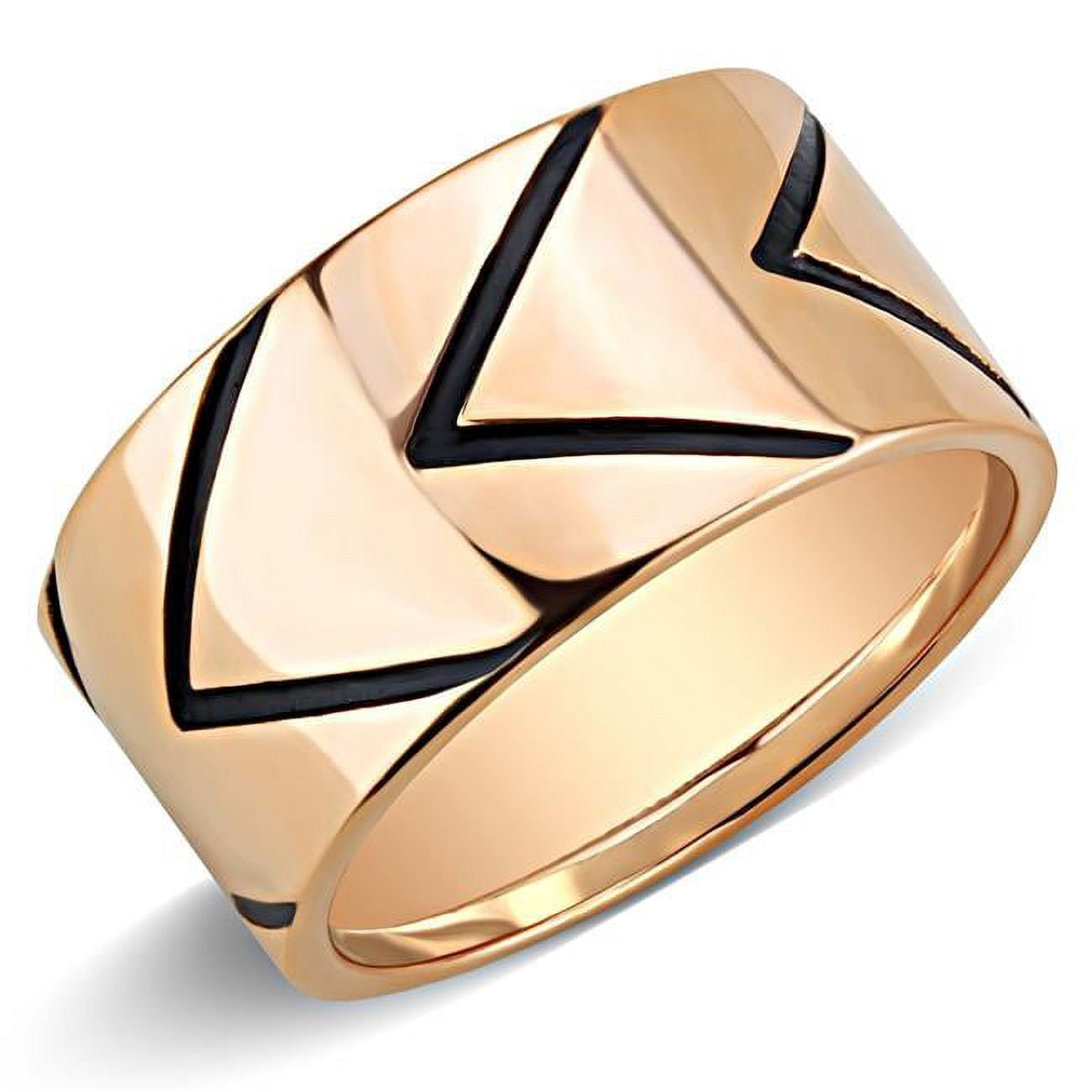 TK3563-6 Unisex IP Rose Gold Stainless Steel Ring with Epoxy in Jet - Size 6