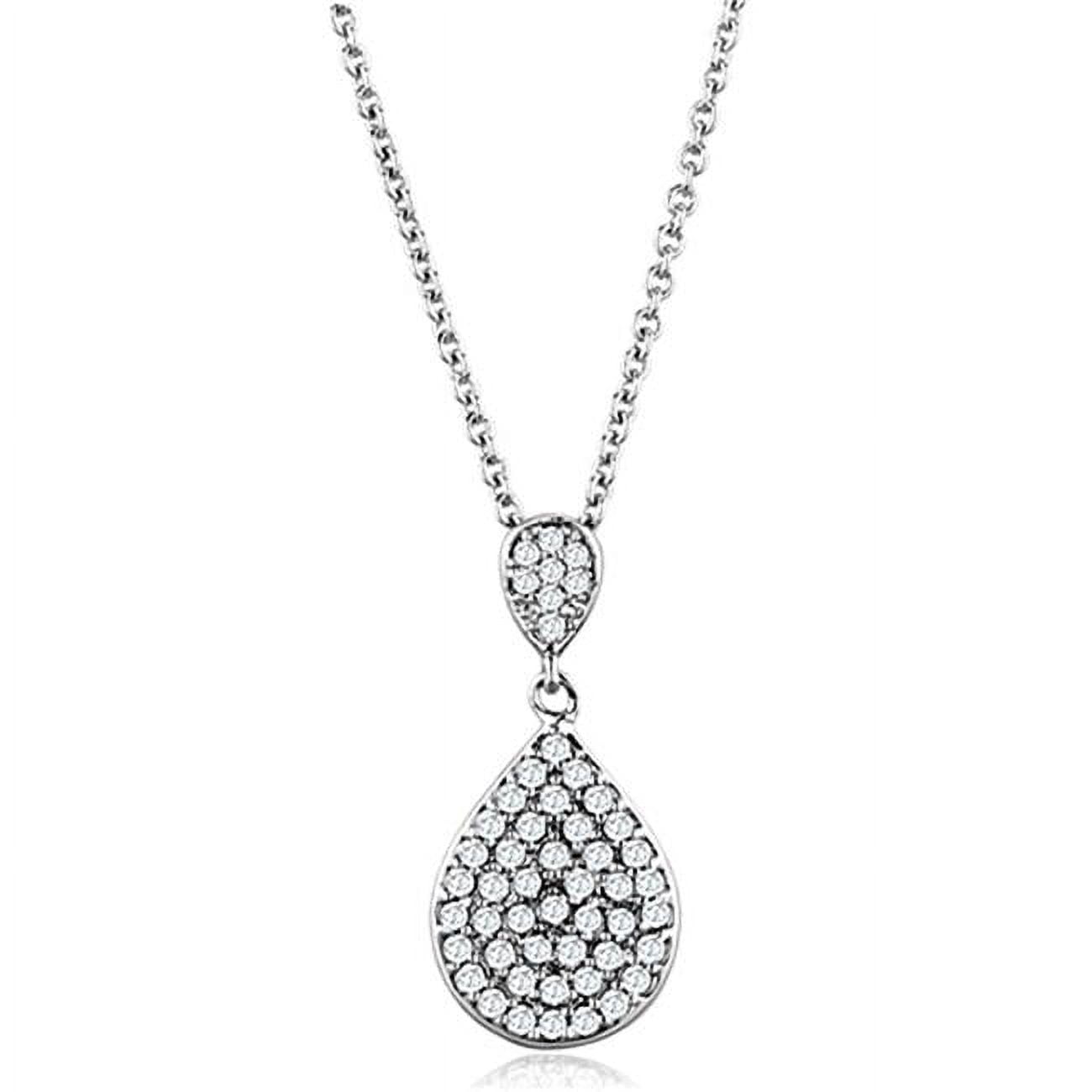 Picture of Alamode 3W720-16Plus3 Women Rhodium Brass Necklace with AAA Grade CZ in Clear - 16 & 3 in.