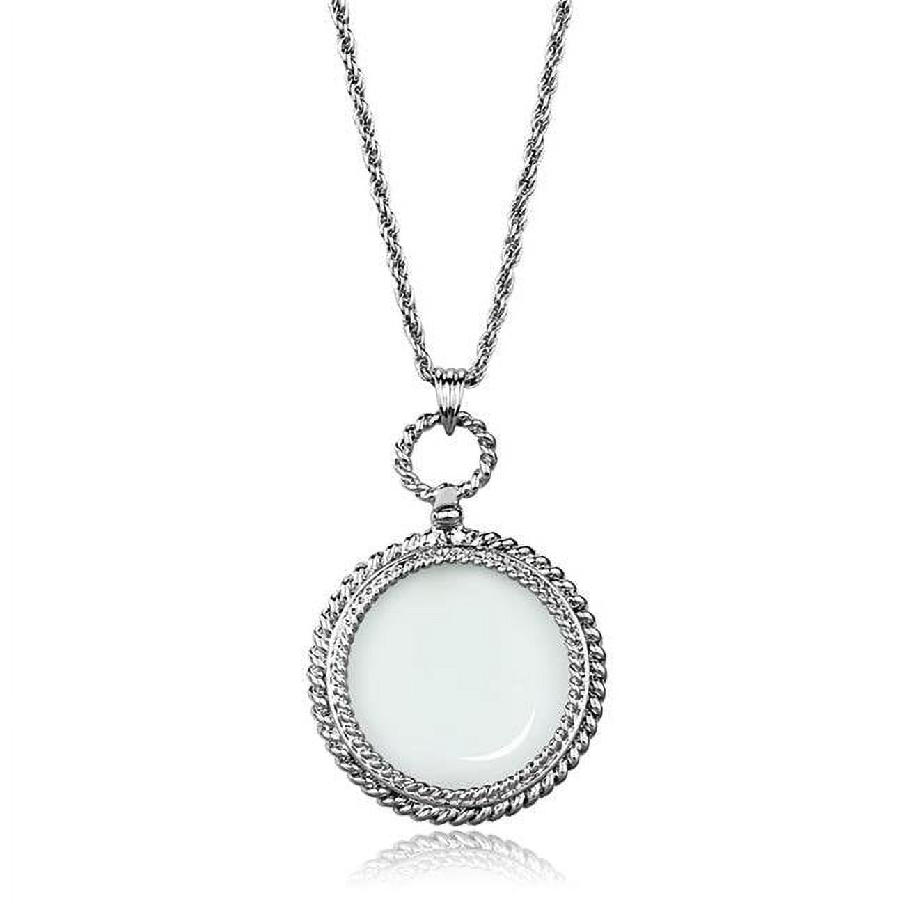 Picture of Alamode 3W909-26.5 Women Rhodium Brass Magnifier Pendant with Synthetic in Clear - 26.5 in.