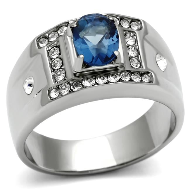 Men High Polished Stainless Steel Ring with Synthetic in Montana - Size 11