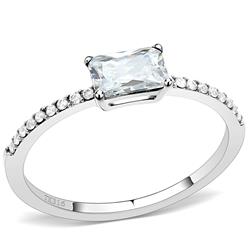Picture of Alamode DA009-9 Women High Polished Stainless Steel Ring with Cubic in Clear - Size 9