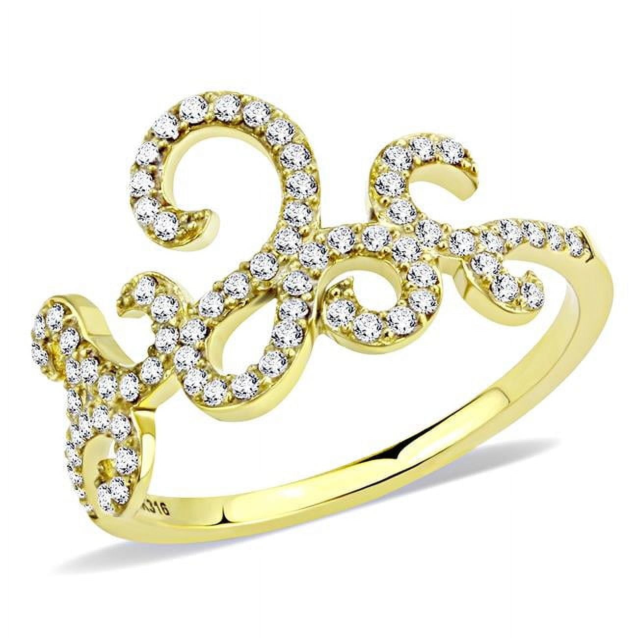 DA170-9 Women IP Gold Stainless Steel Ring with AAA Grade CZ in Clear - Size 9