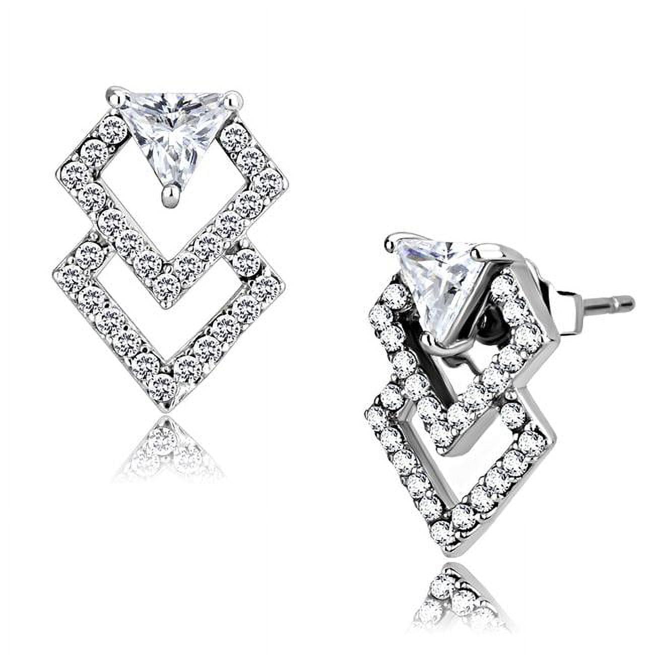 Picture of Alamode DA198 Women High Polished Stainless Steel Earrings with AAA Grade CZ in Clear
