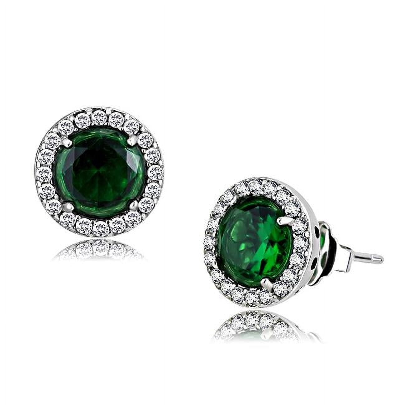 Picture of Alamode DA211 Women High Polished Stainless Steel Earrings with Synthetic in Emerald