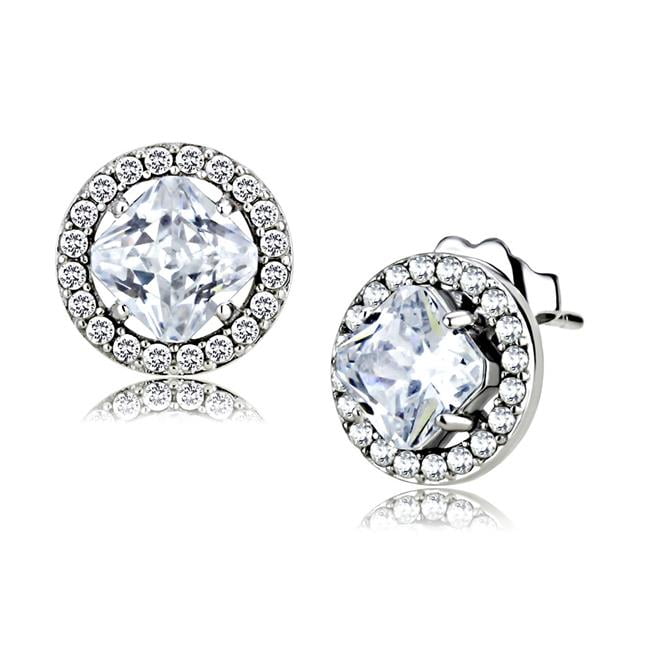 Picture of Alamode DA295 Women High Polished Stainless Steel Earrings with AAA Grade CZ in Clear