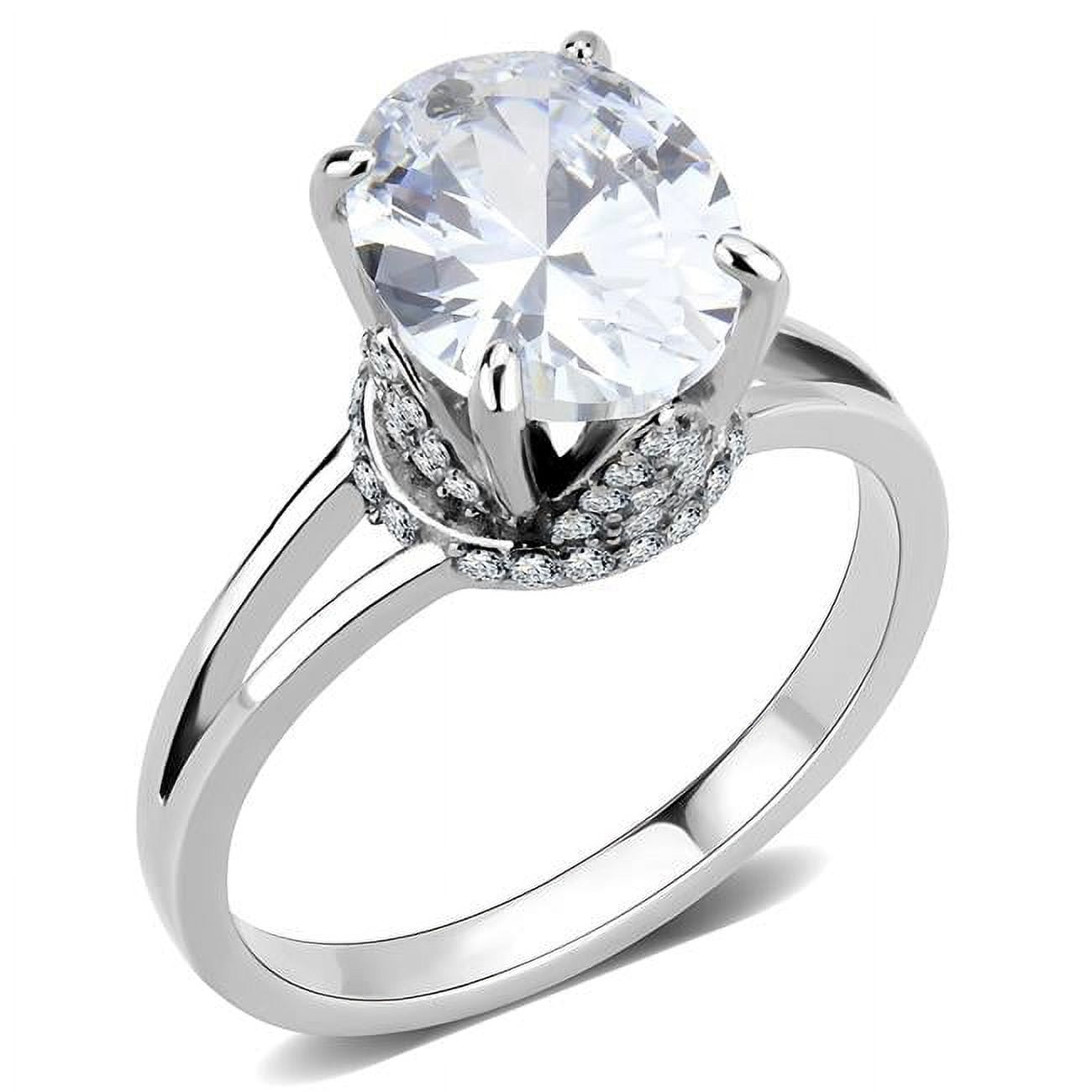 DA314-7 Women No Plating Stainless Steel Ring with AAA Grade CZ in Clear - Size 7