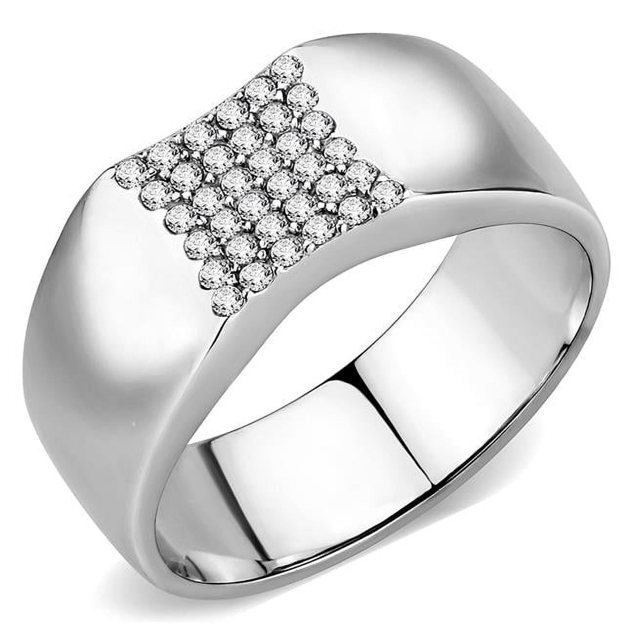 Men No Plating Stainless Steel Ring with AAA Grade CZ in Clear - Size 10