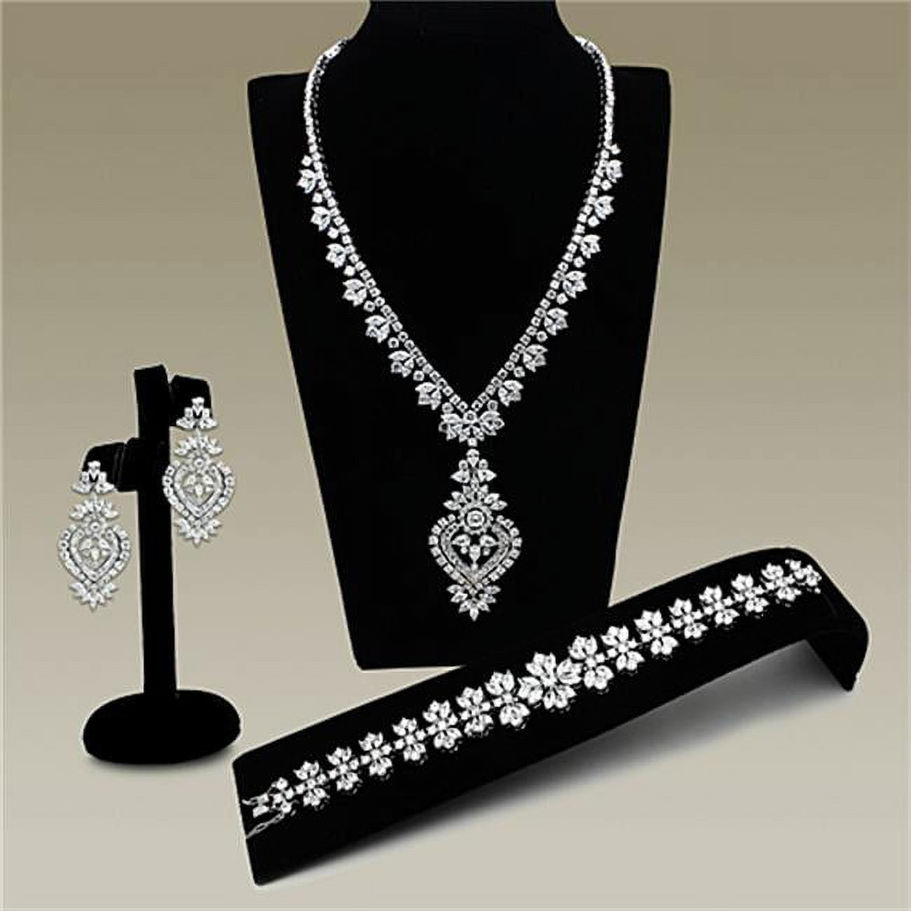 Picture of Alamode LO1447 Women Rhodium Brass Jewelry Sets with AAA Grade CZ in Clear