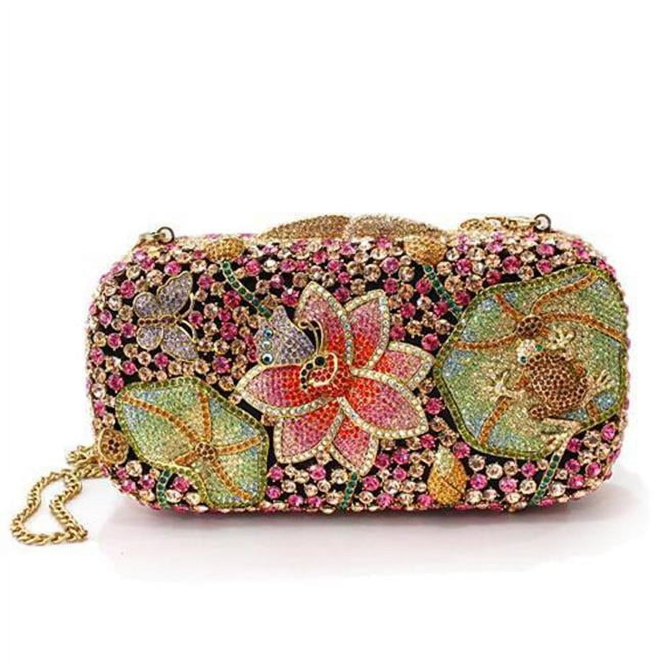Picture of Alamode LO2375 Women Ancientry Gold White Metal Clutch with Top Grade Crystal in Multi Color