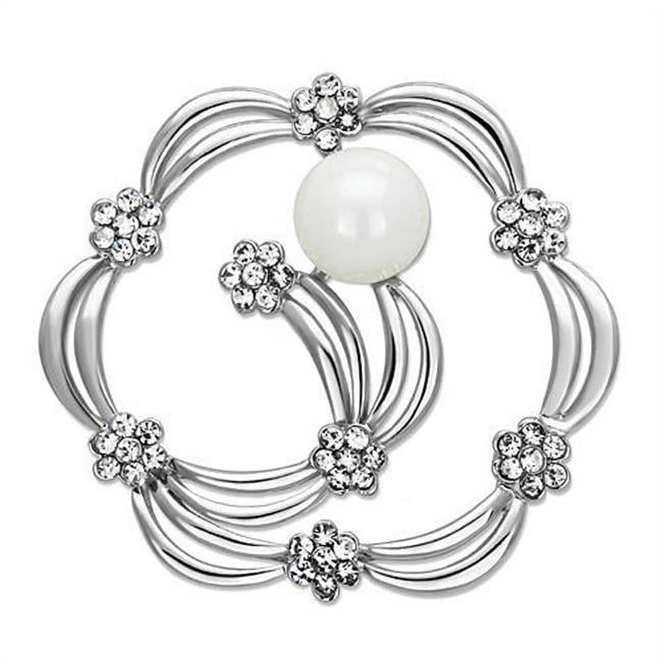 Picture of Alamode LO2809 Women Imitation Rhodium White Metal Brooches with Synthetic in White
