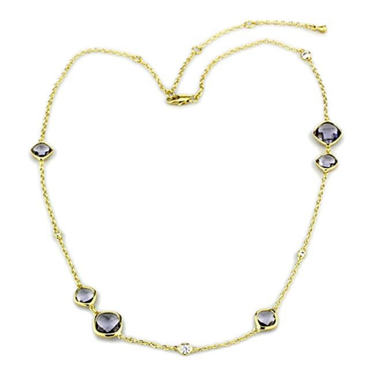 Picture of Alamode LO3235-16Plus4 Women Gold Brass Necklace with Synthetic in Amethyst - 16 & 4 in.